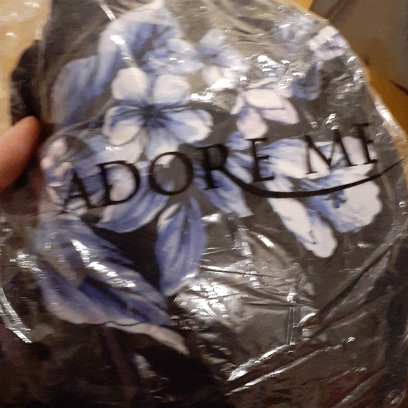 Black w/BlueFlowers AdoreMe Swimsuit Adjust Strap - Picture 2 of 5